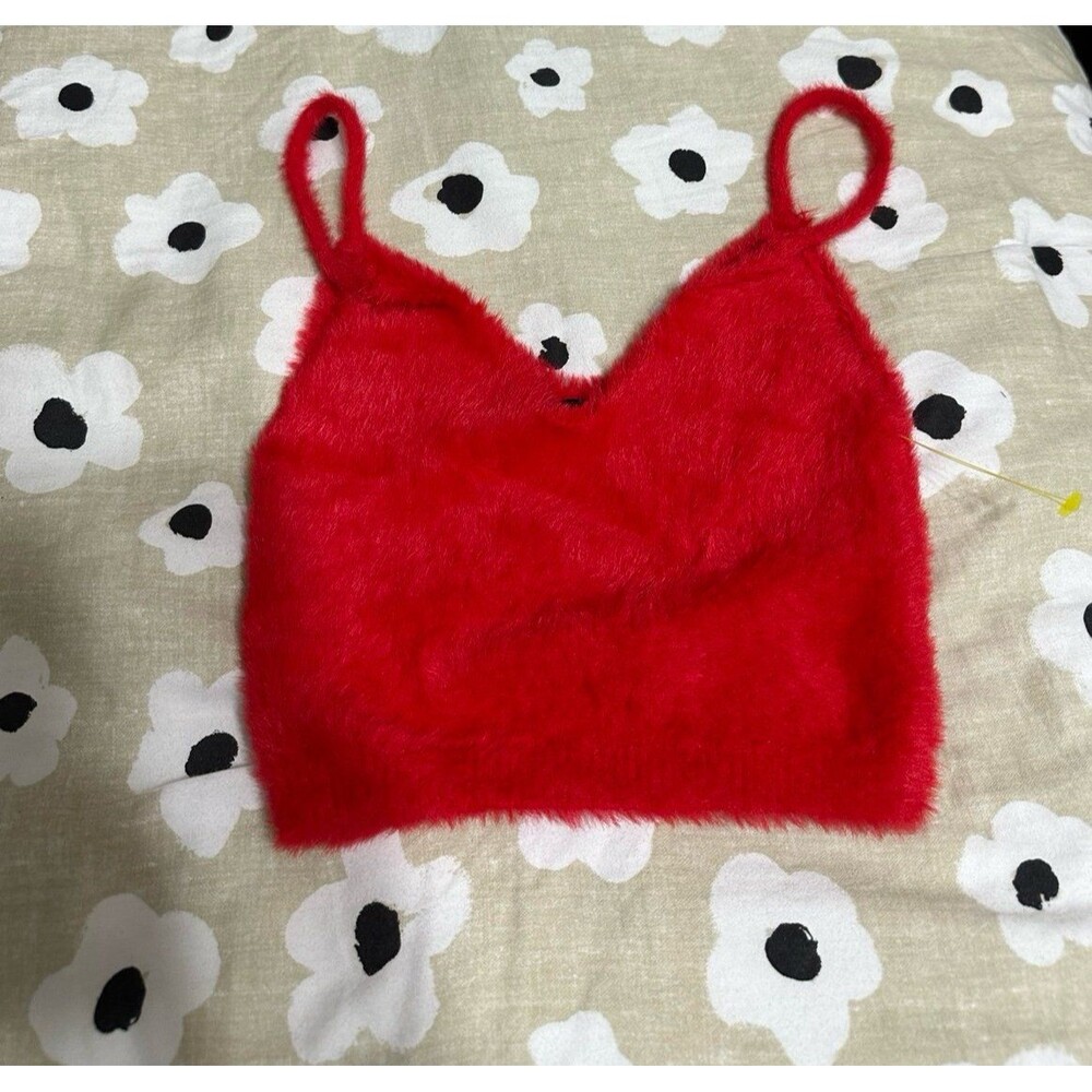For love and lemons red fuzzy tank top set